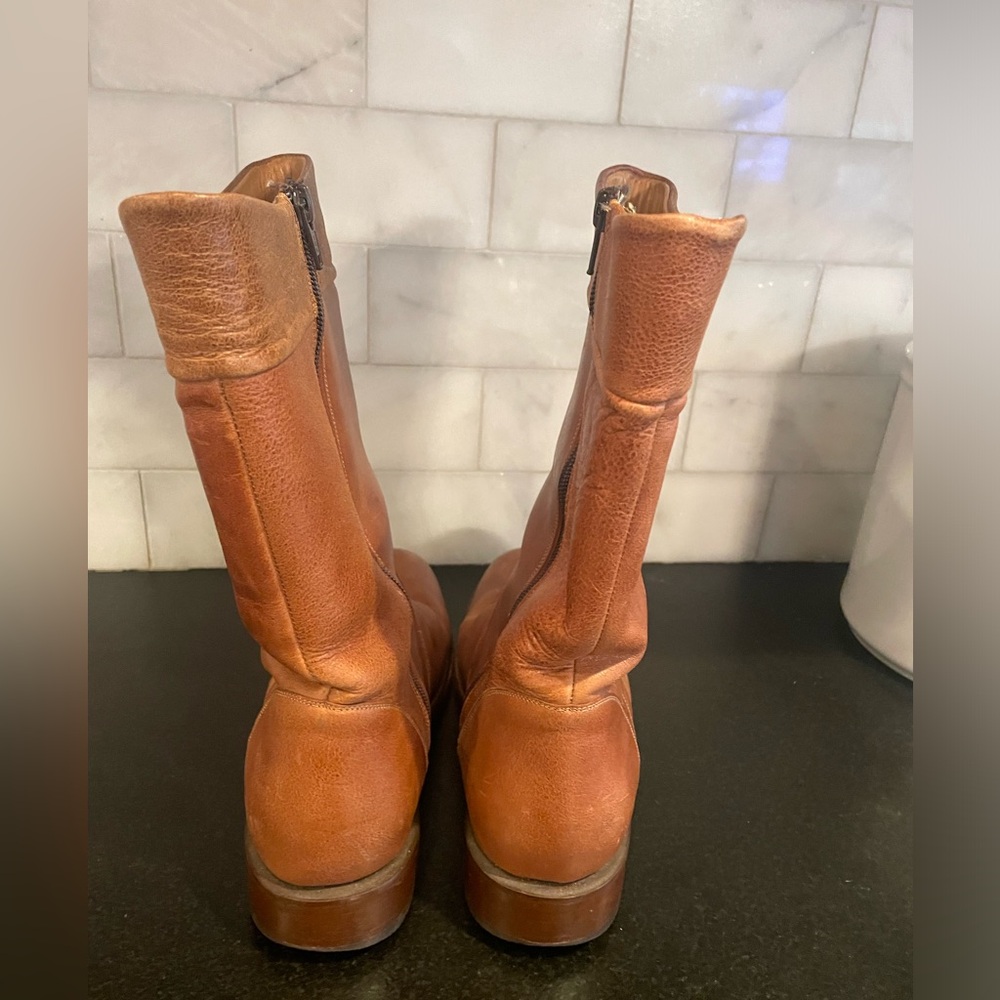 Loblan Brown Leather Womens Boots Square Toe Size 8.5 - Picture 3 of 8